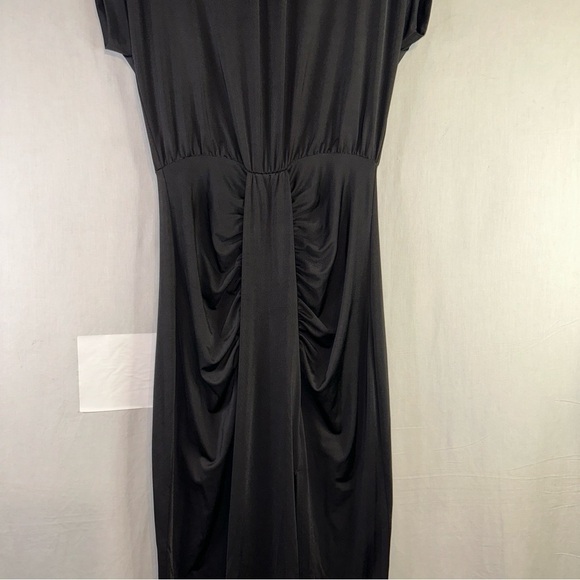 Revolve Lanston Dress Womens Small Black Ruched Mock Neck Front Slit Maxi - Picture 7 of 12